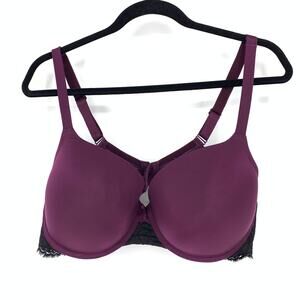 Torrid Bra Women's Sz 40DD Push-Up Purple Black Lace *FLAWS